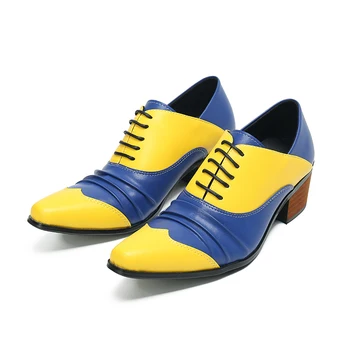 Zapatos Moda Patchwork Düğün Parti Resmi Elbise Ayakkabı Erkek Sivri Burun Brogue Ayakkabı Erkekler Iş Rahat Oxford Ayakkabı