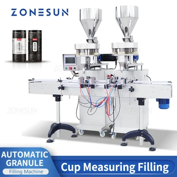 ZONESUN Otomatik Granül toz dolum makinası 2 Kafaları Kantitatif Dolgu Tahıl Şişe Kavanoz ZS-KL01 Üretim Makinesi