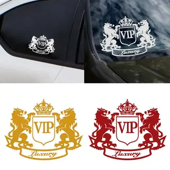 Çift Aslan Taç VIP Mektup Motosiklet Araba Dekorasyon Yansıtıcı çıkartma