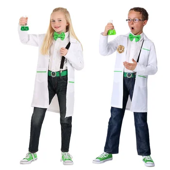 çocuk laboratuvar önlüğü beyaz renk tıbbi üniforma cosplay elbise çocuklar parti elbise doktor hastane bilim adamları cadılar bayramı kostüm