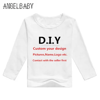 Çocuklar Özelleştirilmiş Baskı Uzun Kollu T Shirt Bebek Özel Kendi Tasarım T-shirt Erkek / Kız DIY Elbise, Önce Satıcıyla İletişime geçin