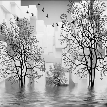 Özel 3d stereoskopik duvar kağıdı 3D soyut su orman duvar kağıtları TV arka plan duvar