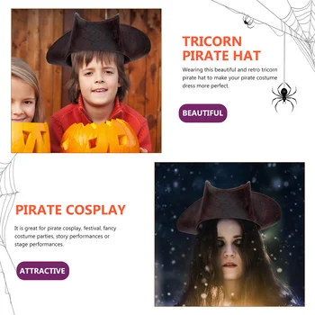 Şapka Korsan Kostüm Cadılar Bayramı Tricorn Parti Kap Cosplay Kaptan Çocuklar Proptri Tricorne Köşe Yenilik Komik Çocuk Korsan